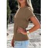 imagePRETTYGARDEN Womens Summer Tops 2026 Spring Casual Rolled Short Sleeve Basic Tees Crew Neck Work Shirts Fashion ClothingKhaki