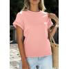 imagePRETTYGARDEN Womens Summer Tops 2026 Spring Casual Rolled Short Sleeve Basic Tees Crew Neck Work Shirts Fashion ClothingPink