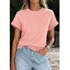 imagePRETTYGARDEN Womens Summer Tops 2026 Spring Casual Rolled Short Sleeve Basic Tees Crew Neck Work Shirts Fashion ClothingPink
