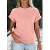 imagePRETTYGARDEN Womens Summer Tops 2026 Spring Casual Rolled Short Sleeve Basic Tees Crew Neck Work Shirts Fashion ClothingPink