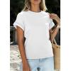 imagePRETTYGARDEN Womens Summer Tops 2026 Spring Casual Rolled Short Sleeve Basic Tees Crew Neck Work Shirts Fashion ClothingWhite
