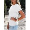 imagePRETTYGARDEN Womens Summer Tops 2026 Spring Casual Rolled Short Sleeve Basic Tees Crew Neck Work Shirts Fashion ClothingWhite