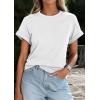 imagePRETTYGARDEN Womens Summer Tops 2026 Spring Casual Rolled Short Sleeve Basic Tees Crew Neck Work Shirts Fashion ClothingWhite