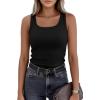 imagePRETTYGARDEN Womens Summer Tops 2026 Spring Cute Sleeveless Scoop Neck Workout Tank Top Casual Ribbed Knit Basic Cami ShirtsBlack