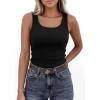 imagePRETTYGARDEN Womens Summer Tops 2026 Spring Cute Sleeveless Scoop Neck Workout Tank Top Casual Ribbed Knit Basic Cami ShirtsBlack