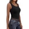 imagePRETTYGARDEN Womens Summer Tops 2026 Spring Cute Sleeveless Scoop Neck Workout Tank Top Casual Ribbed Knit Basic Cami ShirtsBlack