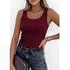 imagePRETTYGARDEN Womens Summer Tops 2026 Spring Cute Sleeveless Scoop Neck Workout Tank Top Casual Ribbed Knit Basic Cami ShirtsBurgundy