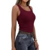 imagePRETTYGARDEN Womens Summer Tops 2026 Spring Cute Sleeveless Scoop Neck Workout Tank Top Casual Ribbed Knit Basic Cami ShirtsBurgundy