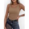 imagePRETTYGARDEN Womens Summer Tops 2026 Spring Cute Sleeveless Scoop Neck Workout Tank Top Casual Ribbed Knit Basic Cami ShirtsLight Khaki