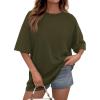 imagePRETTYGARDEN Womens 2026 Spring Going Out Tops Casual Short Sleeve Crewneck Loose Fit Basic Cute Tee Shirts Summer OutfitsArmy Green