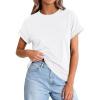 imagePRETTYGARDEN Womens Summer Tops 2026 Spring Casual Rolled Short Sleeve Basic Tees Crew Neck Work Shirts Fashion ClothingWhite