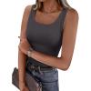 imagePRETTYGARDEN Womens Summer Tops 2026 Spring Cute Sleeveless Scoop Neck Workout Tank Top Casual Ribbed Knit Basic Cami ShirtsDark Grey