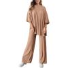 imagePRETTYGARDEN Two Piece Sets for Women Summer Fashion Lounge Matching Set 2026 Spring Travel Vacation Airport Outfits ClothingKhaki
