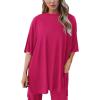 imagePRETTYGARDEN Two Piece Sets for Women Summer Fashion Lounge Matching Set 2026 Spring Travel Vacation Airport Outfits ClothingRose Red