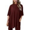 imagePRETTYGARDEN Two Piece Sets for Women Summer Fashion Lounge Matching Set 2026 Spring Travel Vacation Airport Outfits ClothingWine Red
