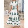 imagePRETTYGARDEN Womens 2025 Summer Casual V Neck Boho Maxi Dress Flowy Aline Bell Sleeve Tiered Floral Dresses with PocketFloral White Green