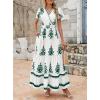 imagePRETTYGARDEN Womens 2025 Summer Casual V Neck Boho Maxi Dress Flowy Aline Bell Sleeve Tiered Floral Dresses with PocketFloral White Green