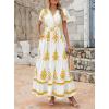imagePRETTYGARDEN Womens 2025 Summer Casual V Neck Boho Maxi Dress Flowy Aline Bell Sleeve Tiered Floral Dresses with PocketFloral White Yellow