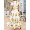 imagePRETTYGARDEN Womens 2025 Summer Casual V Neck Boho Maxi Dress Flowy Aline Bell Sleeve Tiered Floral Dresses with PocketFloral White Yellow