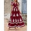 imagePRETTYGARDEN Womens 2025 Summer Casual V Neck Boho Maxi Dress Flowy Aline Bell Sleeve Tiered Floral Dresses with PocketFloral Wine Red White