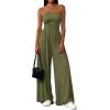 imagePRETTYGARDEN Womens Trendy Strapless Rompers 2026 Ruched Tube Top Wide Leg One Piece Jumpsuits Beach Vacation Summer OutfitsArmy Green