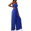 imagePRETTYGARDEN Womens Trendy Strapless Rompers 2026 Ruched Tube Top Wide Leg One Piece Jumpsuits Beach Vacation Summer OutfitsRoyal Blue