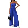 imagePRETTYGARDEN Womens Trendy Strapless Rompers 2026 Ruched Tube Top Wide Leg One Piece Jumpsuits Beach Vacation Summer OutfitsRoyal Blue