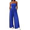 imagePRETTYGARDEN Womens Trendy Strapless Rompers 2026 Ruched Tube Top Wide Leg One Piece Jumpsuits Beach Vacation Summer OutfitsRoyal Blue