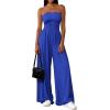 imagePRETTYGARDEN Womens Trendy Strapless Rompers 2026 Ruched Tube Top Wide Leg One Piece Jumpsuits Beach Vacation Summer OutfitsRoyal Blue