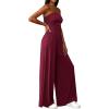imagePRETTYGARDEN Womens Trendy Strapless Rompers 2026 Ruched Tube Top Wide Leg One Piece Jumpsuits Beach Vacation Summer OutfitsWine Red