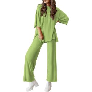 imagePRETTYGARDEN Two Piece Sets for Women Summer Fashion Lounge Matching Set 2026 Spring Travel Vacation Airport Outfits ClothingLight Green
