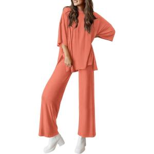 imagePRETTYGARDEN Two Piece Sets for Women Summer Fashion Lounge Matching Set 2026 Spring Travel Vacation Airport Outfits ClothingWatermelon Red