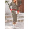 imagePRETTYGARDEN 2 Piece Skirts Sets for Women Fall Fashion 2026 Striped Sweater Dress Knit Lounge Travel Outfits Winter ClothingBeige Black Stripe