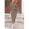 imagePRETTYGARDEN 2 Piece Skirts Sets for Women Fall Fashion 2026 Striped Sweater Dress Knit Lounge Travel Outfits Winter ClothingBeige Black Stripe