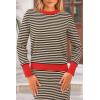 imagePRETTYGARDEN 2 Piece Skirts Sets for Women Fall Fashion 2026 Striped Sweater Dress Knit Lounge Travel Outfits Winter ClothingBeige Black Stripe
