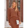 imagePRETTYGARDEN 2 Piece Skirts Sets for Women Fall Fashion 2026 Striped Sweater Dress Knit Lounge Travel Outfits Winter ClothingBrick Red Stripe