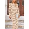 imagePRETTYGARDEN 2 Piece Skirts Sets for Women Fall Fashion 2026 Striped Sweater Dress Knit Lounge Travel Outfits Winter ClothingCaramel Stripe