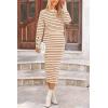 imagePRETTYGARDEN 2 Piece Skirts Sets for Women Fall Fashion 2026 Striped Sweater Dress Knit Lounge Travel Outfits Winter ClothingCaramel Stripe