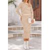 imagePRETTYGARDEN 2 Piece Skirts Sets for Women Fall Fashion 2026 Striped Sweater Dress Knit Lounge Travel Outfits Winter ClothingCaramel Stripe