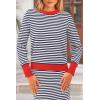 imagePRETTYGARDEN 2 Piece Skirts Sets for Women Fall Fashion 2026 Striped Sweater Dress Knit Lounge Travel Outfits Winter ClothingDark Blue Stripe