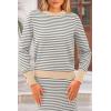 imagePRETTYGARDEN 2 Piece Skirts Sets for Women Fall Fashion 2026 Striped Sweater Dress Knit Lounge Travel Outfits Winter ClothingGrey Stripe