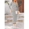 imagePRETTYGARDEN 2 Piece Skirts Sets for Women Fall Fashion 2026 Striped Sweater Dress Knit Lounge Travel Outfits Winter ClothingGrey Stripe