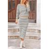 imagePRETTYGARDEN 2 Piece Skirts Sets for Women Fall Fashion 2026 Striped Sweater Dress Knit Lounge Travel Outfits Winter ClothingGrey Stripe