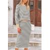 imagePRETTYGARDEN 2 Piece Skirts Sets for Women Fall Fashion 2026 Striped Sweater Dress Knit Lounge Travel Outfits Winter ClothingGrey Stripe