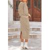 imagePRETTYGARDEN 2 Piece Skirts Sets for Women Fall Fashion 2026 Striped Sweater Dress Knit Lounge Travel Outfits Winter ClothingKhaki Stripe