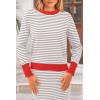 imagePRETTYGARDEN 2 Piece Skirts Sets for Women Fall Fashion 2026 Striped Sweater Dress Knit Lounge Travel Outfits Winter ClothingLight Grey Stripe