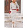 imagePRETTYGARDEN 2 Piece Skirts Sets for Women Fall Fashion 2026 Striped Sweater Dress Knit Lounge Travel Outfits Winter ClothingLight Grey Stripe
