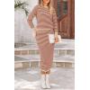 imagePRETTYGARDEN 2 Piece Skirts Sets for Women Fall Fashion 2026 Striped Sweater Dress Knit Lounge Travel Outfits Winter ClothingOrange Stripe