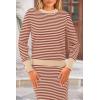 imagePRETTYGARDEN 2 Piece Skirts Sets for Women Fall Fashion 2026 Striped Sweater Dress Knit Lounge Travel Outfits Winter ClothingOrange Stripe