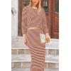 imagePRETTYGARDEN 2 Piece Skirts Sets for Women Fall Fashion 2026 Striped Sweater Dress Knit Lounge Travel Outfits Winter ClothingOrange Stripe